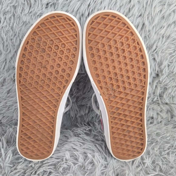 Vans Floral Rose Checkerboard Sneakers Women 9 Pink Blue Low Top Skate Shoes - Picture 8 of 9